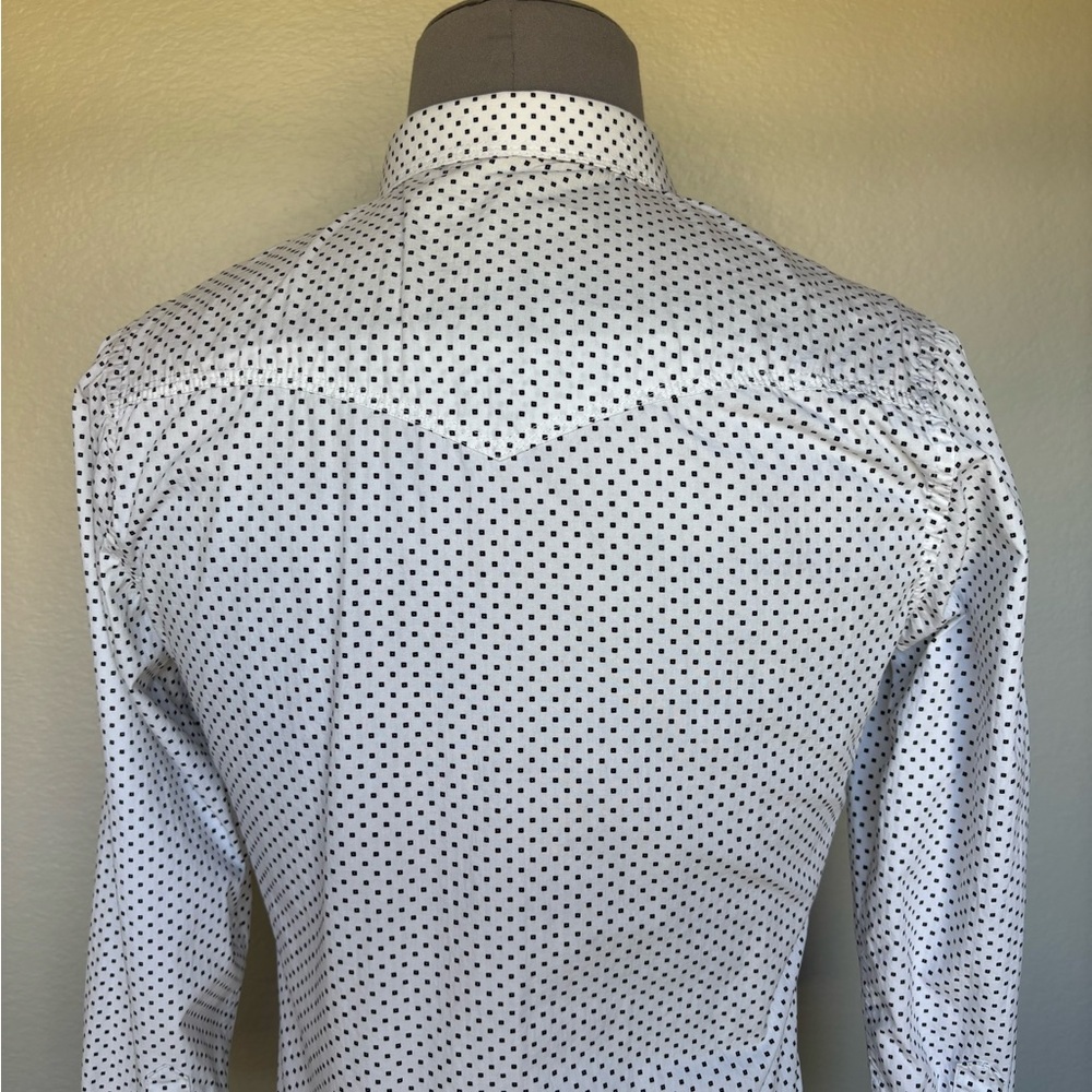 Platini Men's White Long-Sleeve Button-Down Shirt with Black Dot Print - Picture 3 of 10
